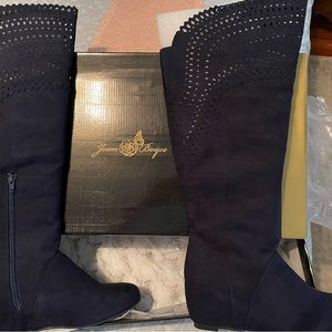 Joan Boyce Wedge Boots - NAVY BLUE